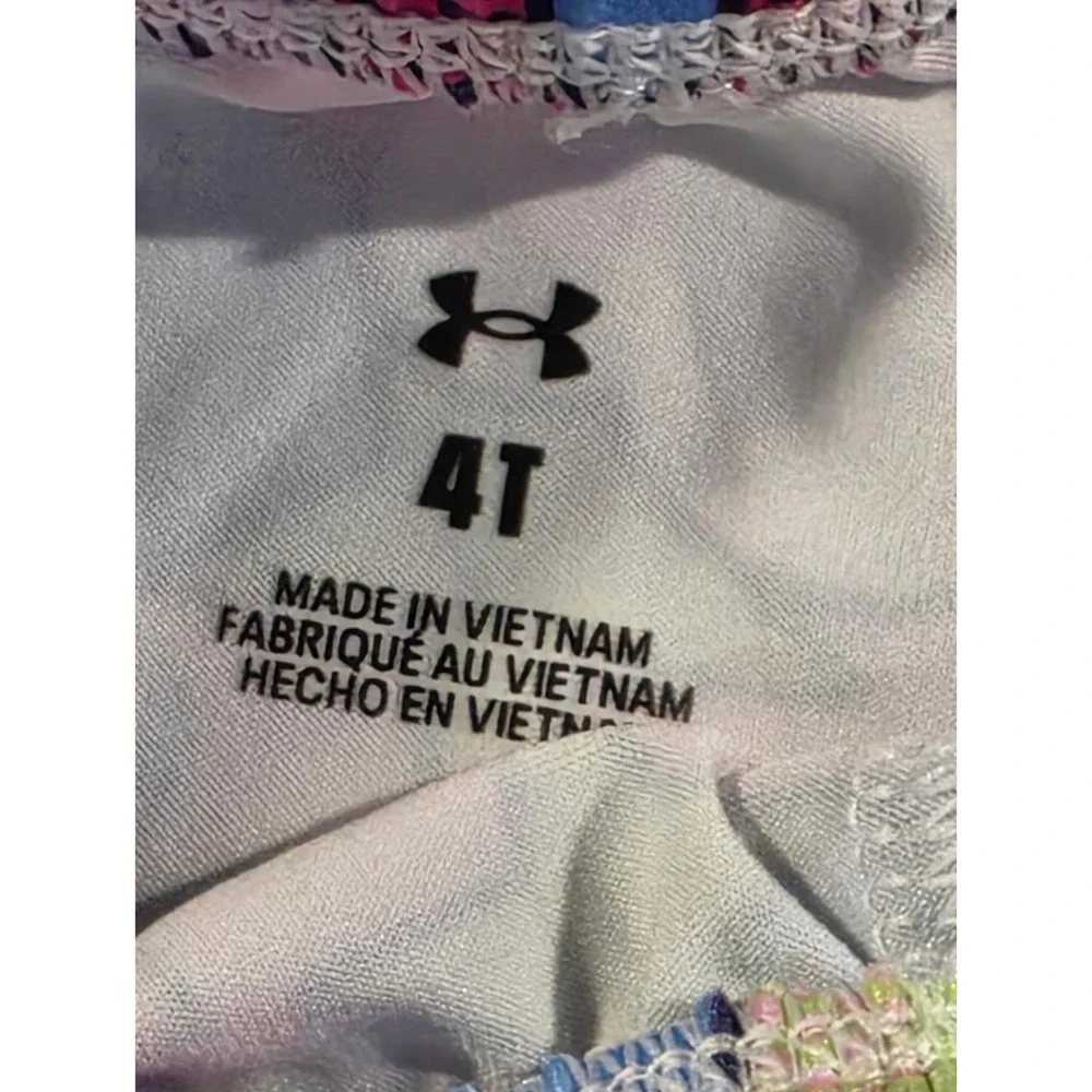 Under Armour Girls 3pc Set Long Sleeve Shirt & 2 Leggings Grey Pink Rainbow 4T 4